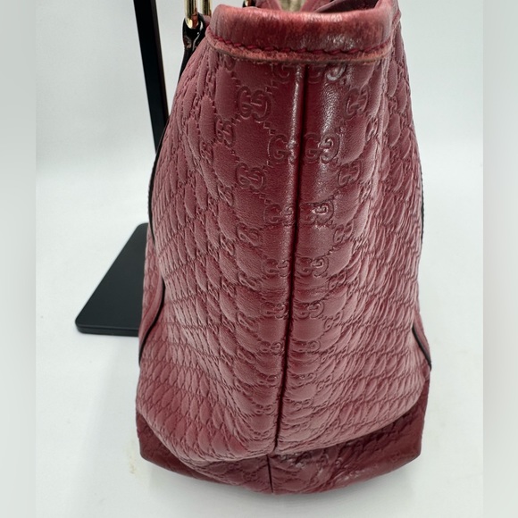 Auth Gucci Large Red Microguccisima Monogram Embossed Leather Joy Tote Bag Ex+ - Picture 8 of 16